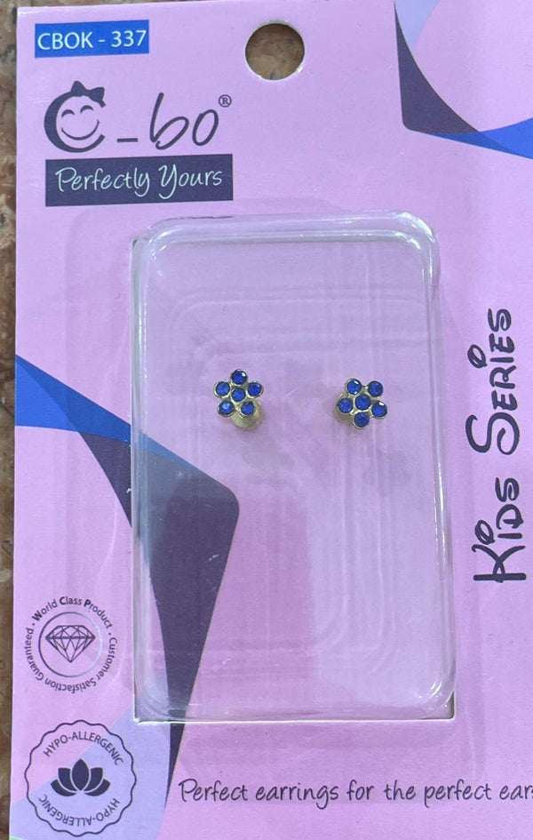 CBO EARING DARK BLUE STRAS FLOWER