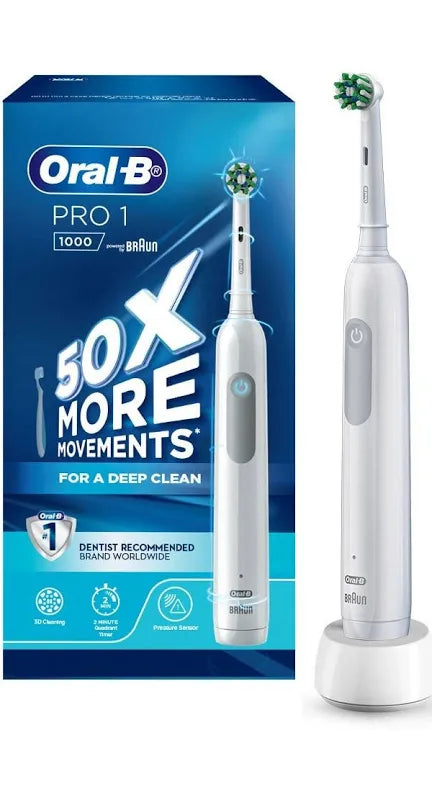 Oral-B
Pro 1 1000 Rechargeable Electric Toothbrush With Pressure Sensor Powered By Braun White