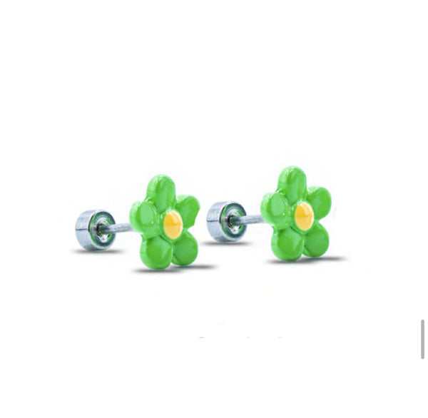 Cbo medical hypoallergy earring green flower