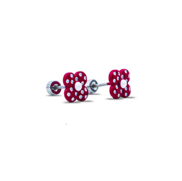 Cbo medical hypoallergy earring red white flower