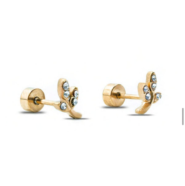 Cbo medical hypoallergy earring crystal leaves