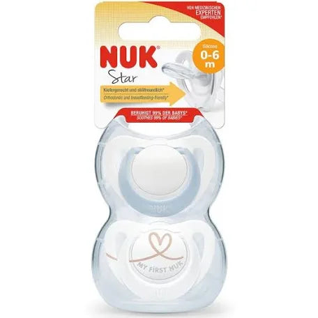 Nuk baby pacifier blue white 0-6 month 2 piece