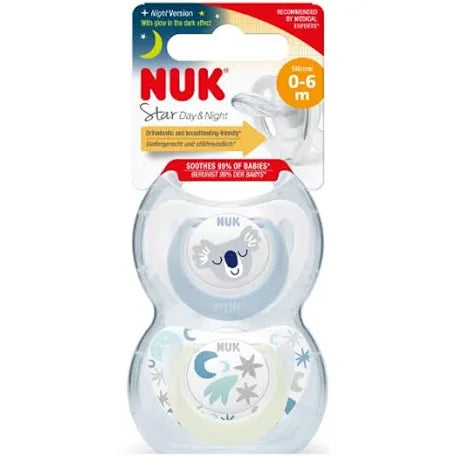 Nuk baby pacifier blue bear white 0-6 month 2 piece