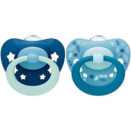 Nuk baby pacifier dark light blue 6-18 month 2 piece