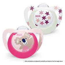 Nuk baby pacifier pink bear white 6-18 month 2 piece