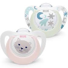 Nuk baby pacifier pink bear white 0-6 month 2 piece