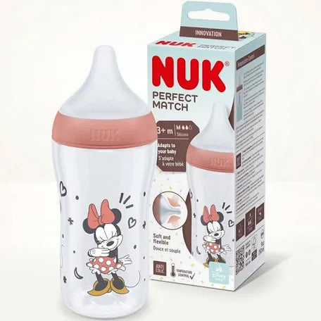 Nuk baby perfect match  no colic minnie plastic bottle 260ml